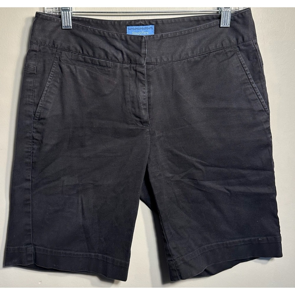 Simply Vera  Wang Women's Shorts Size 4 Black Mid Rise  Button 9" Inseam